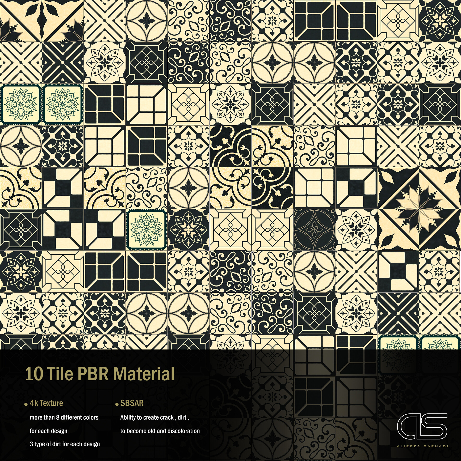 ArtStation 10 high quality ceramic tile material Vol 05