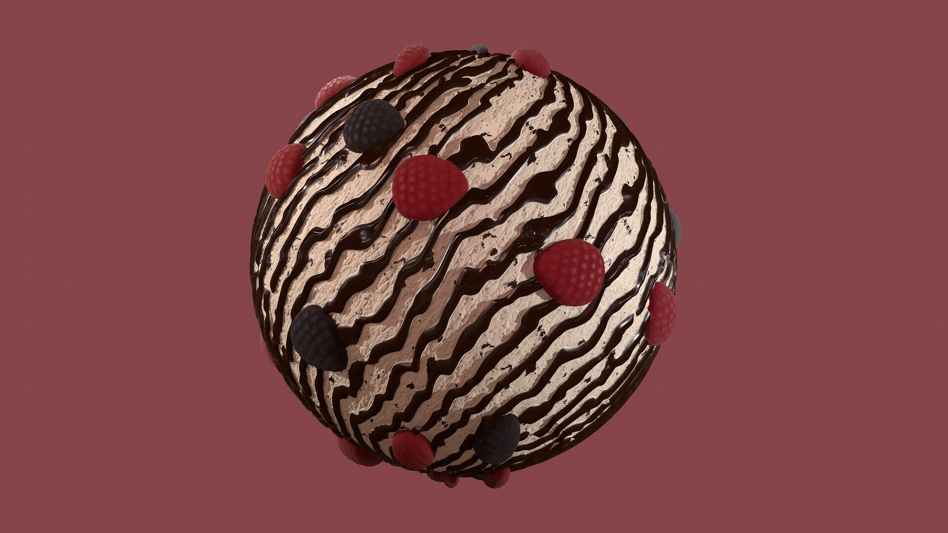 ArtStation - Vanilla Ice Cream with Red Fruits & Chocolate Topping