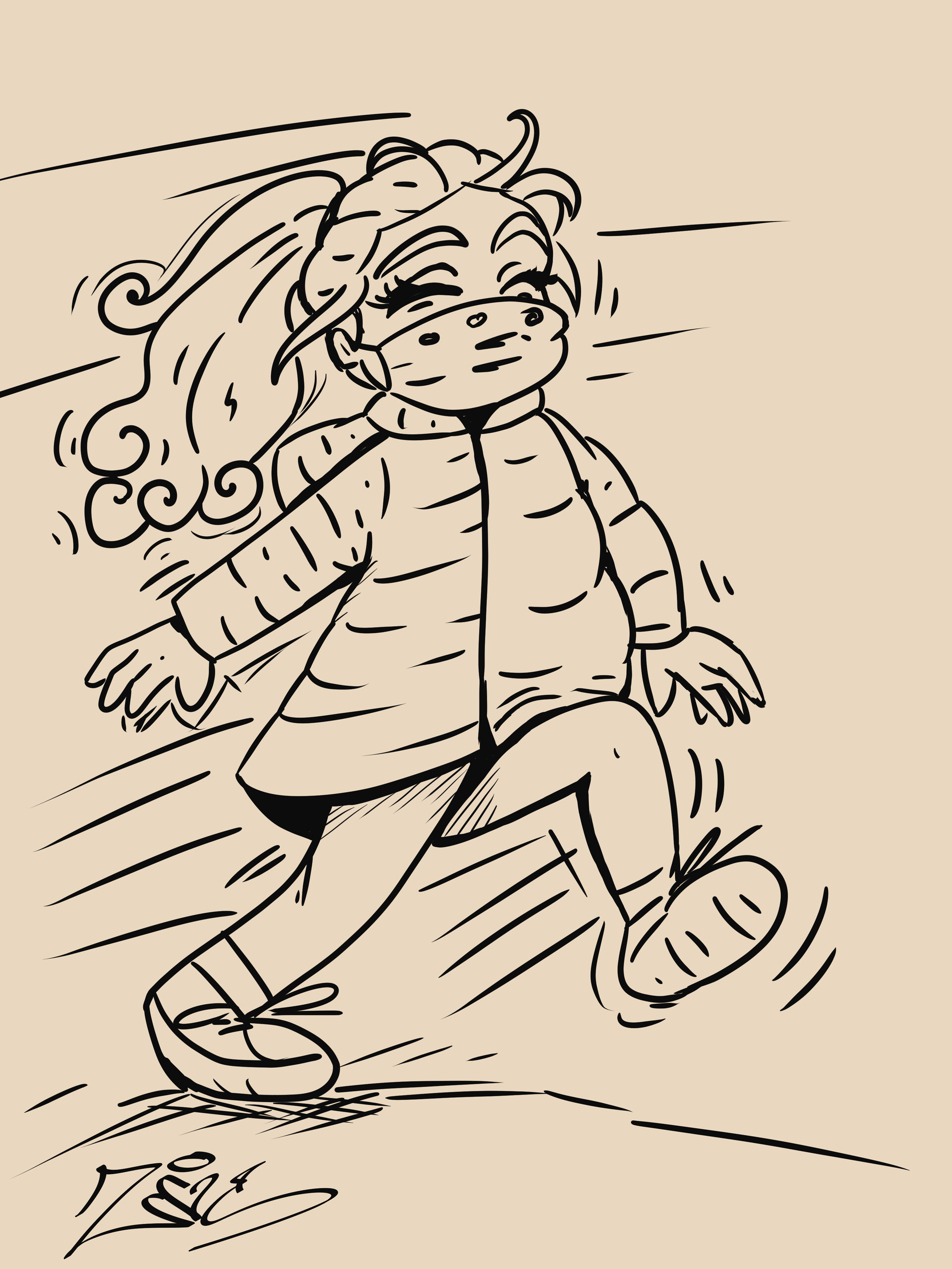 girl running away drawing