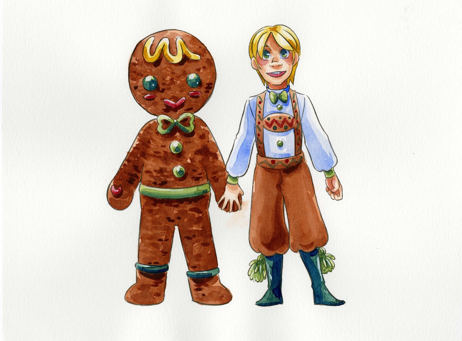 Papercraftmas Day 4: Gingerbread Boys- Printable Watercolor Illustration
