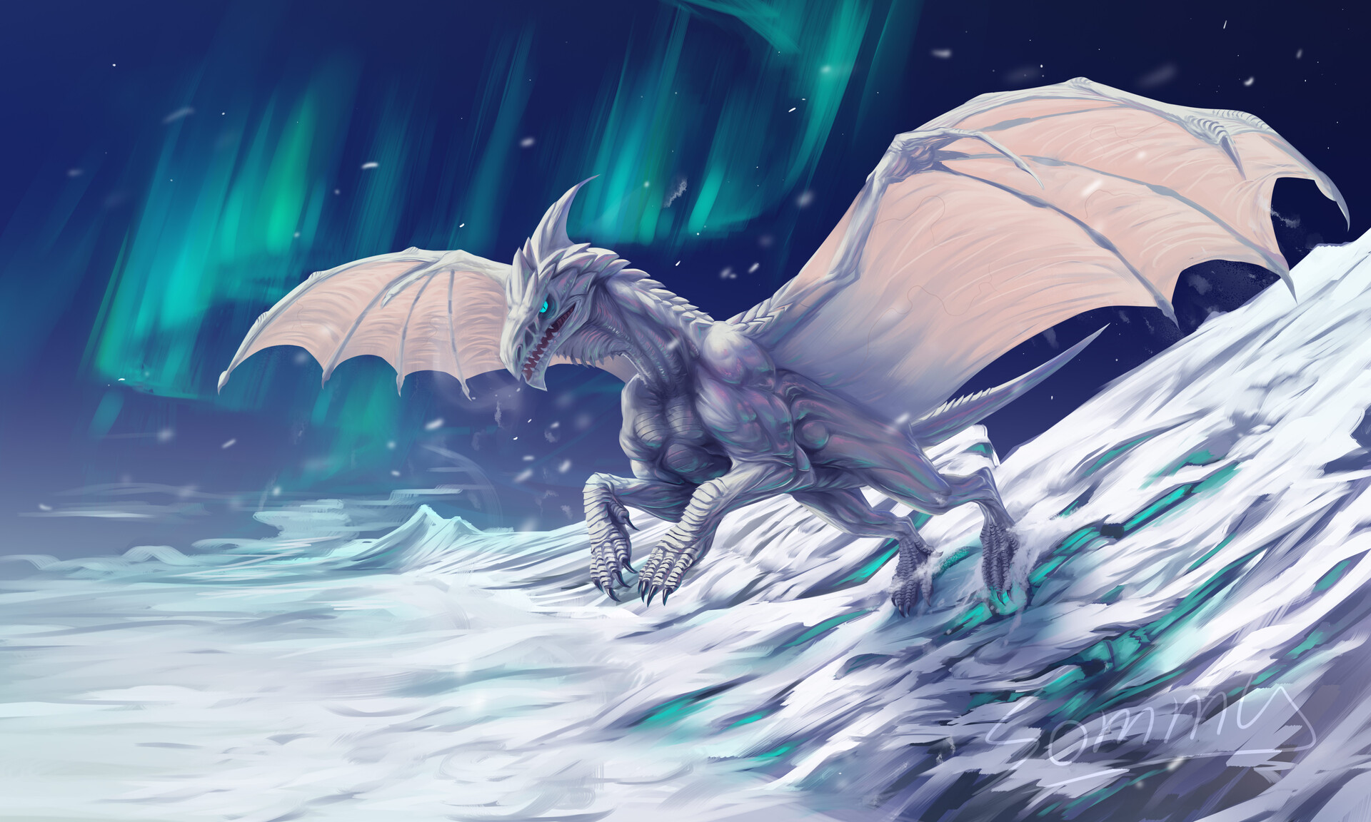 white dragon flying