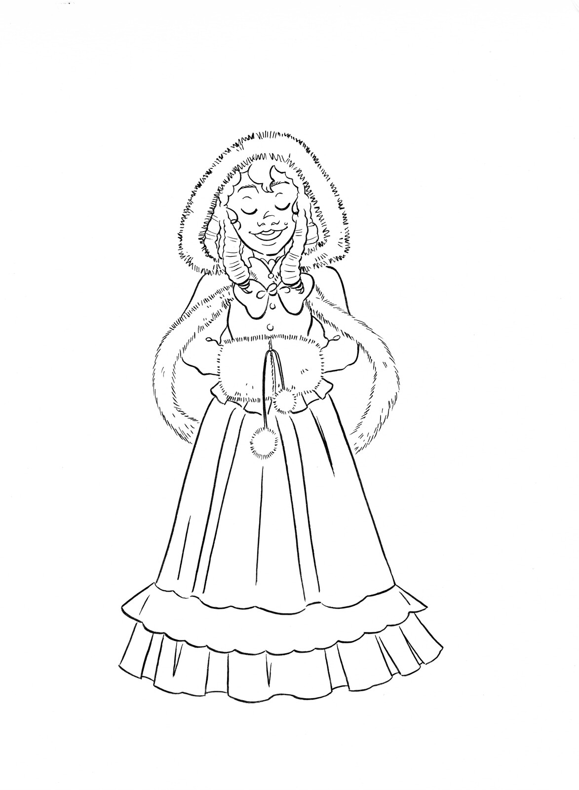 Papercraftmas Day 11: Caroler- Printable Lineart
