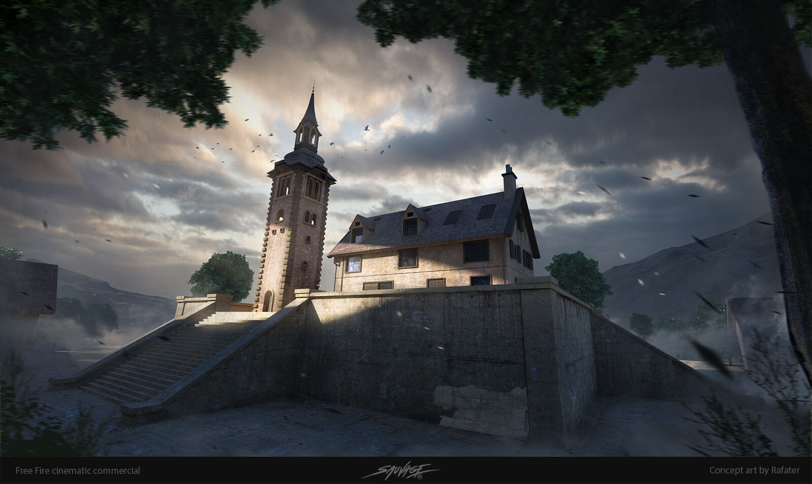 Rafater Free fire Clocktower concept art