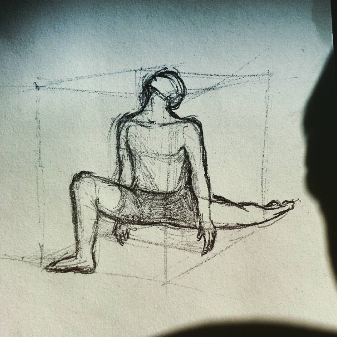 Note sketch of the lizard pose
