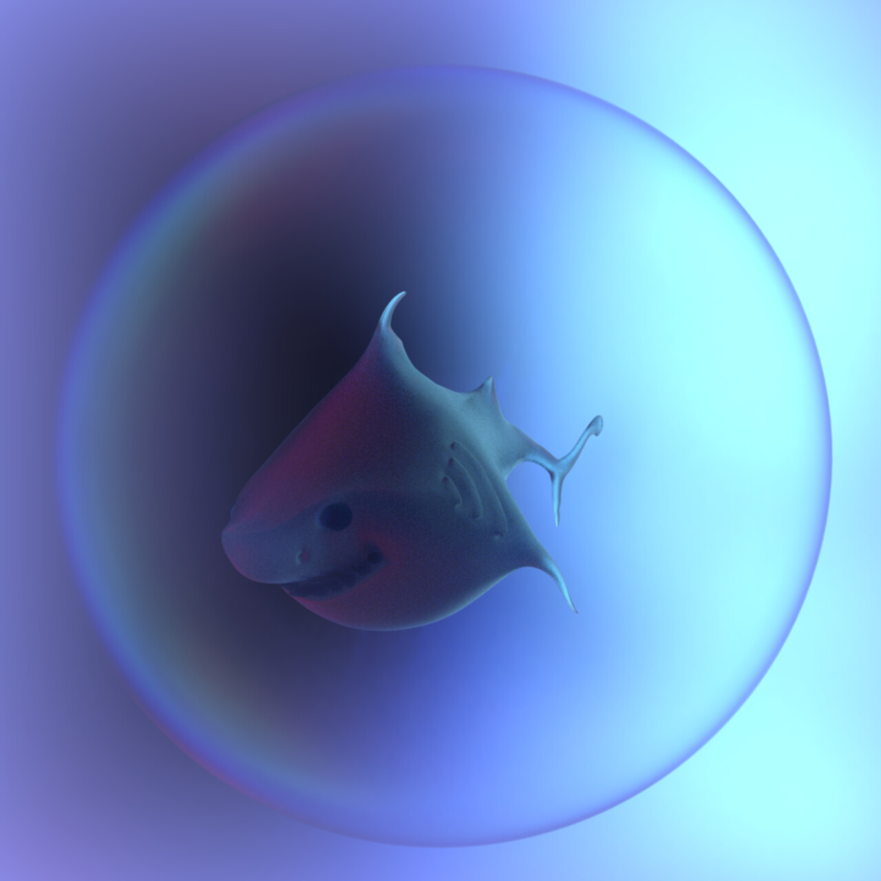 cartoon shark in a bubble 