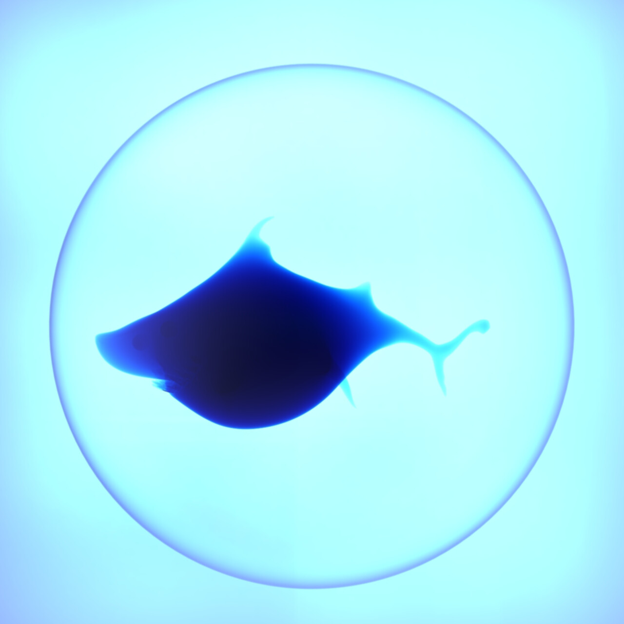 cartoon shark silhouette in a bubble 