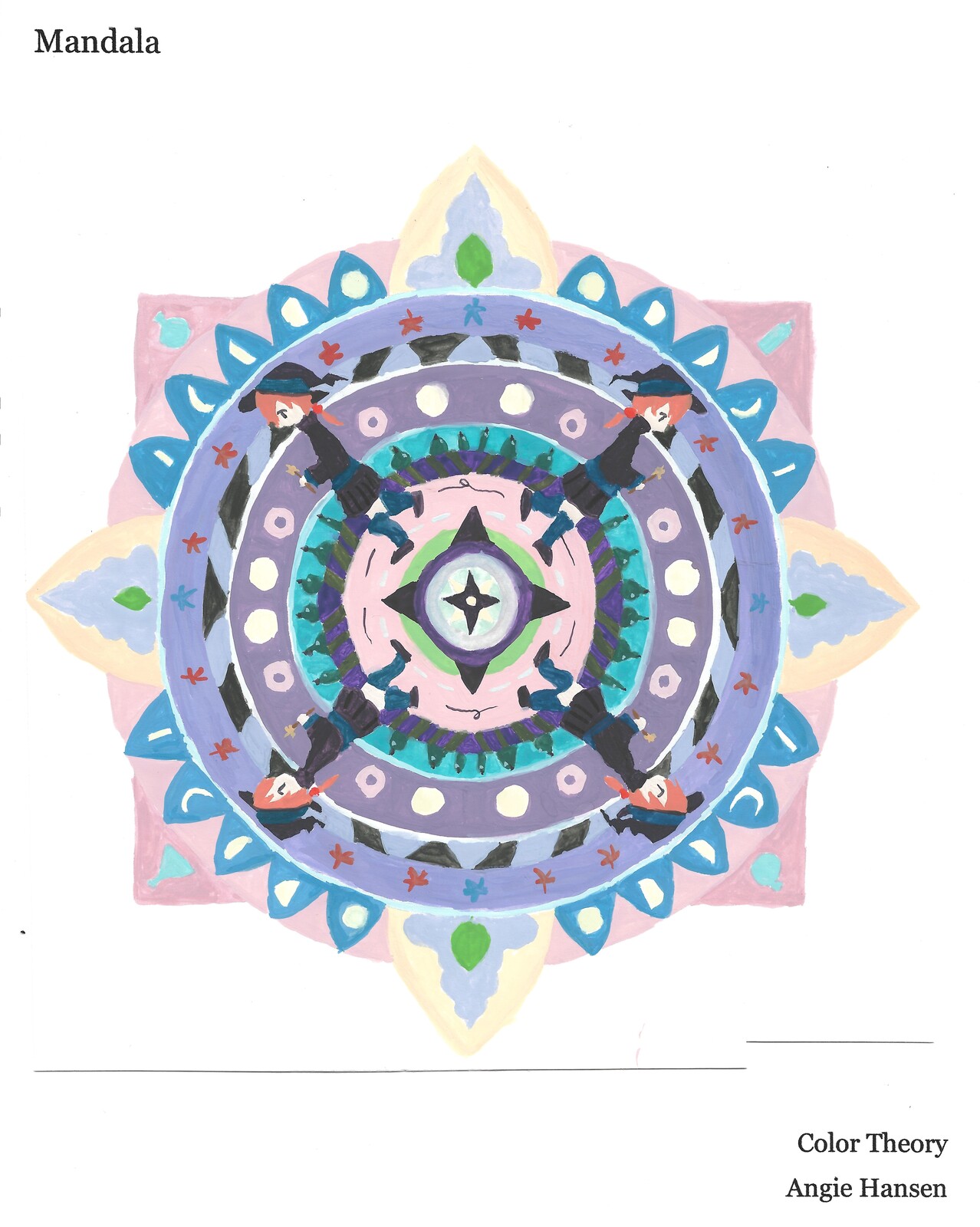final colors (scanned) for mandala painted with gouache
