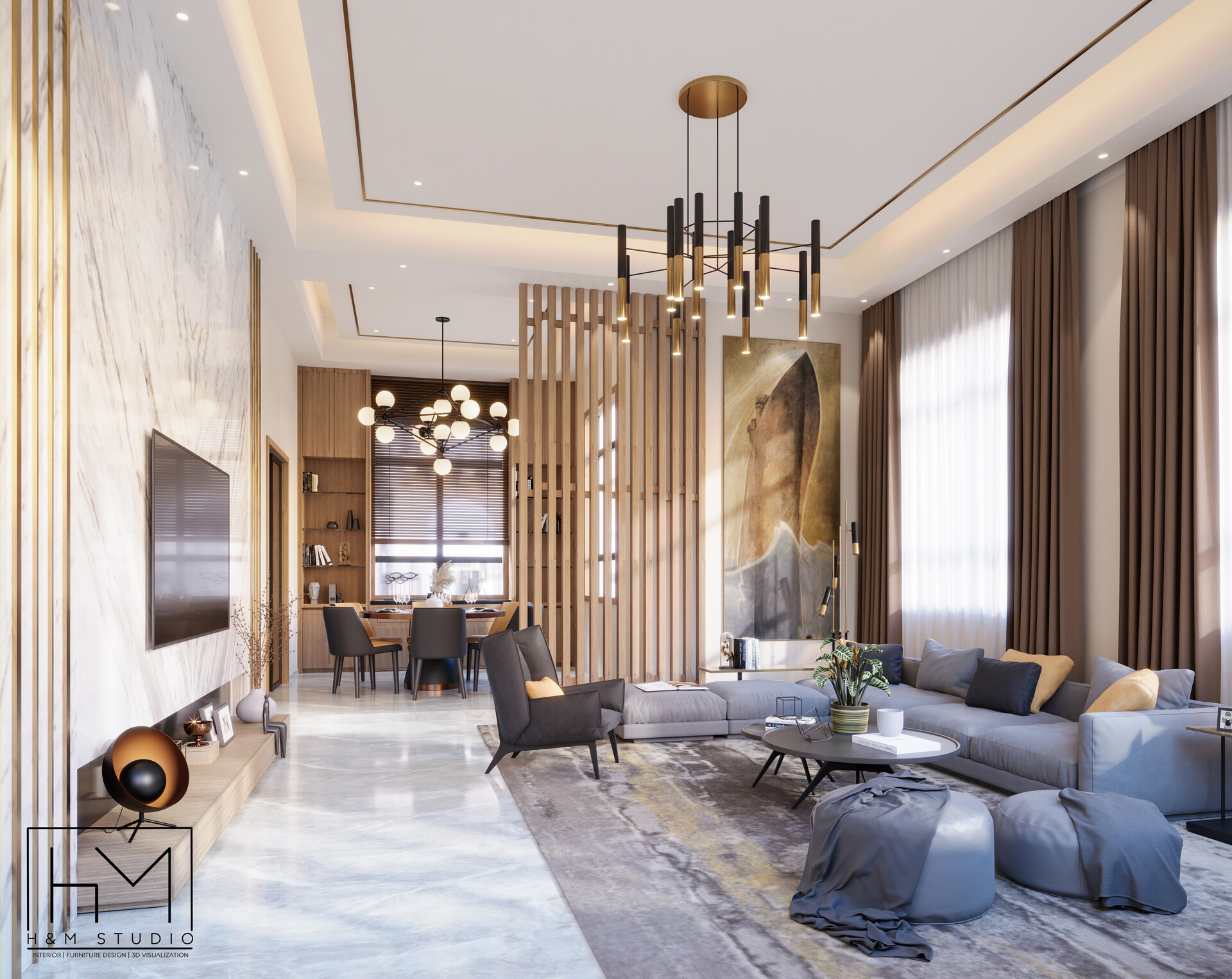 ArtStation Ultra Luxury Living Room 3D Visualization