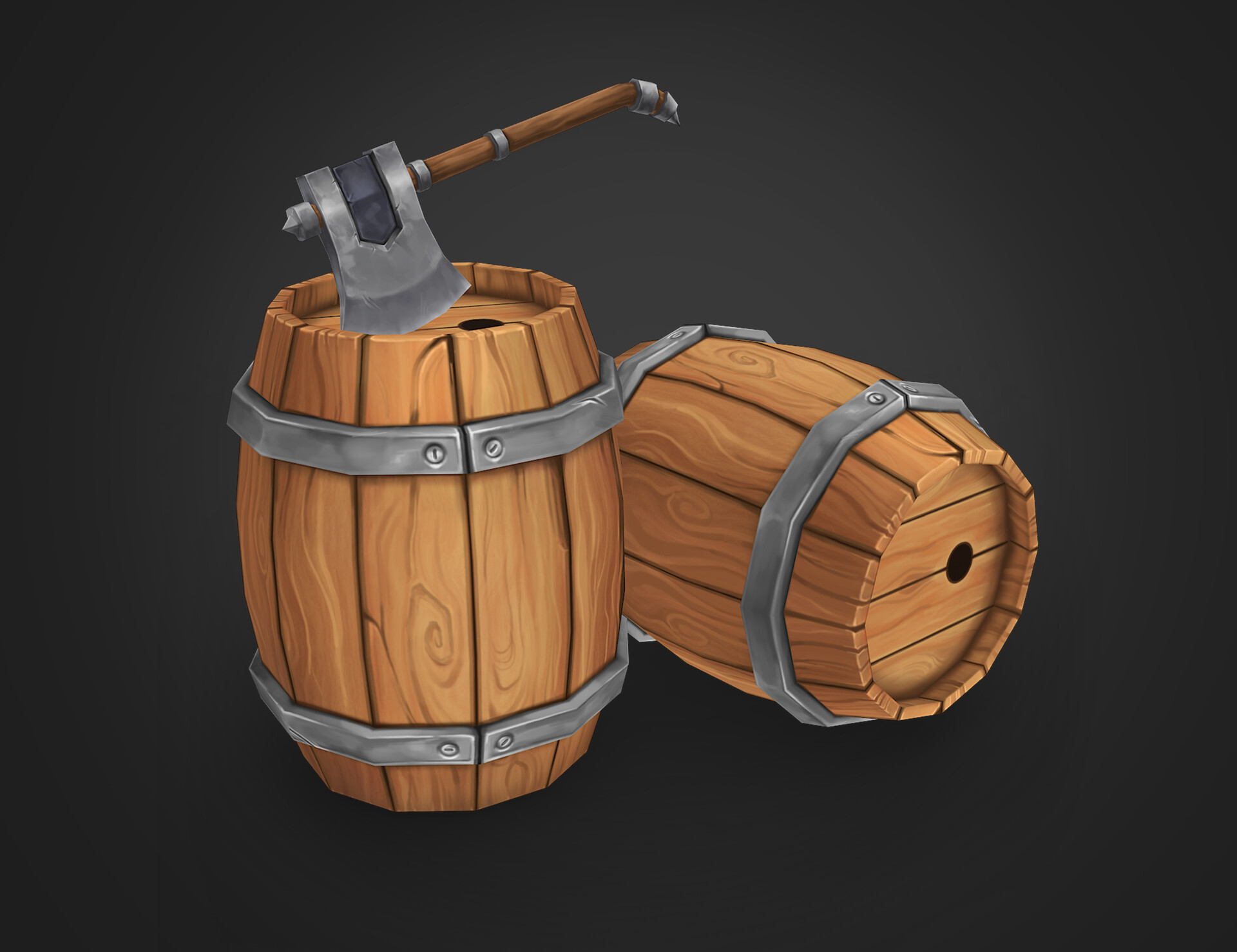 ArtStation oak barrel