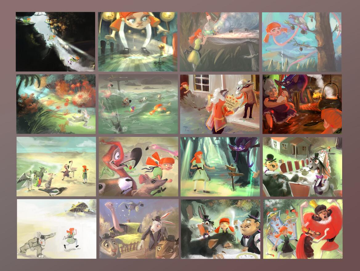 thumbnailing, visual quick research while working on a children book