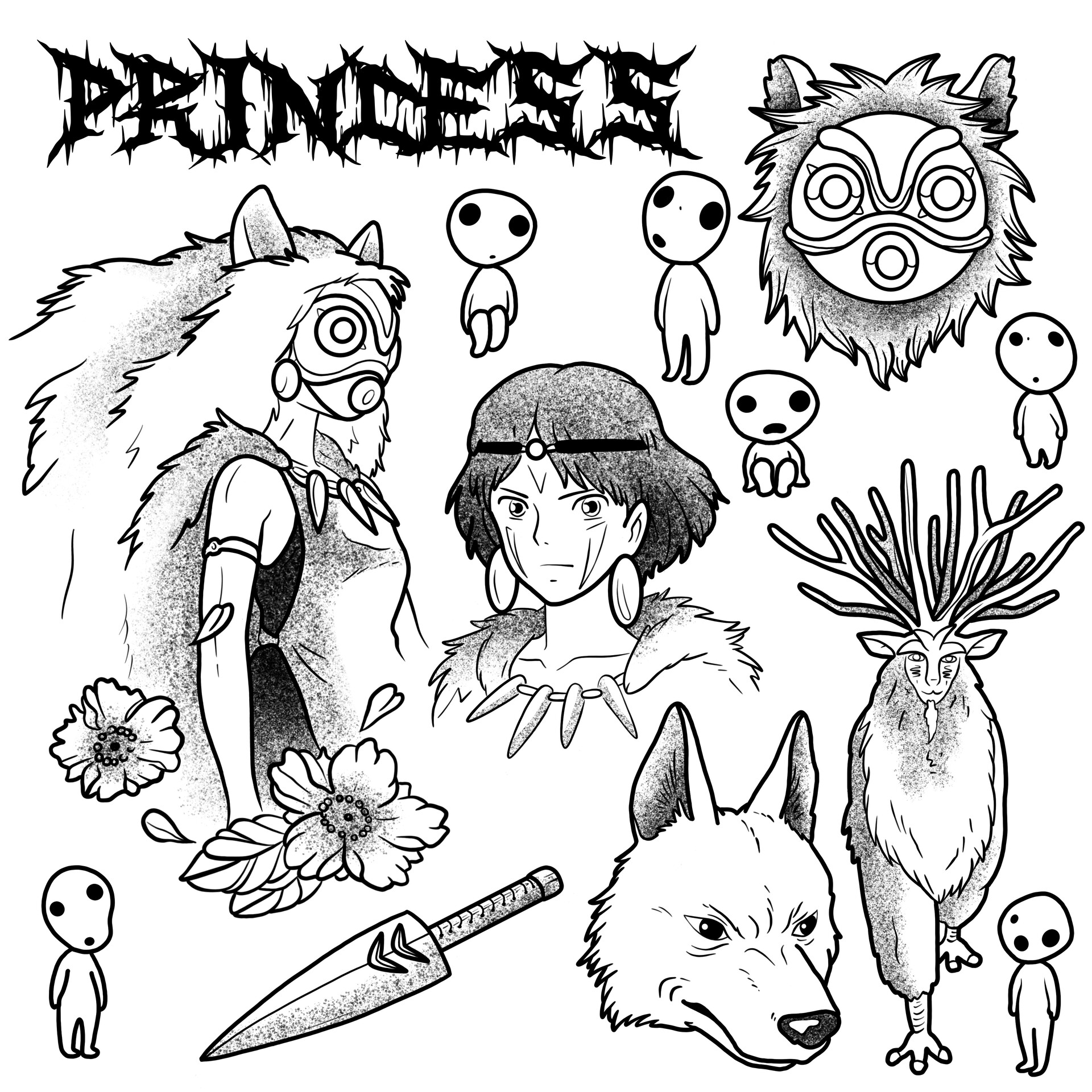 ArtStation - Tattoo projects Princess Mononoke