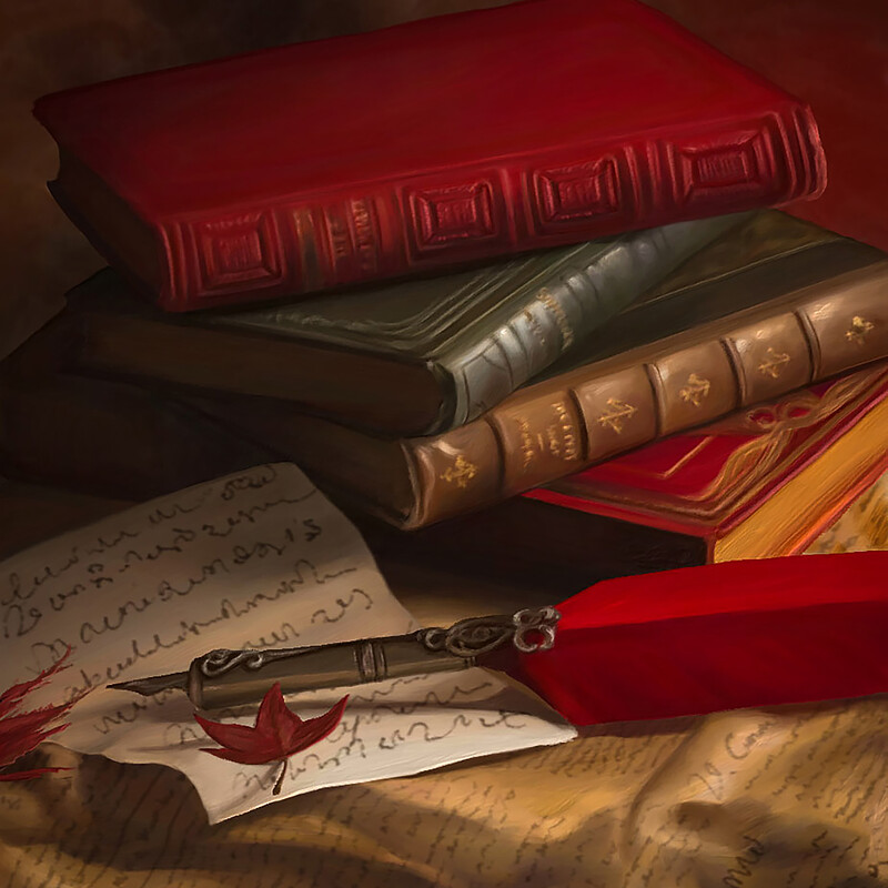 Stack of Books Digital Painting