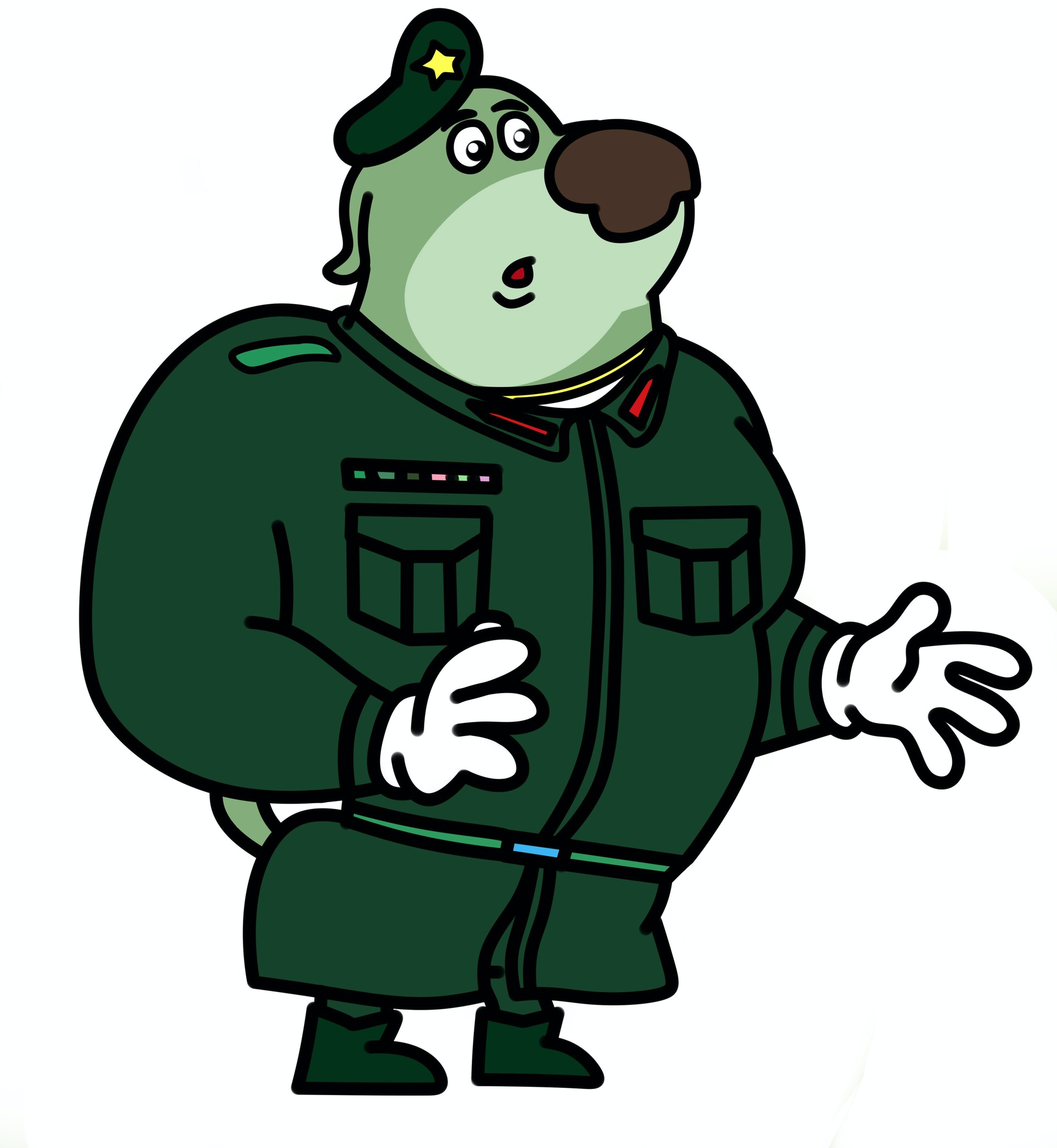 ArtStation - dog a tat the rat a tat Colonel doggert commander soldier army dog  green character