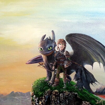 HTTYD Hiccup and Toothless [Acrylic Painting]