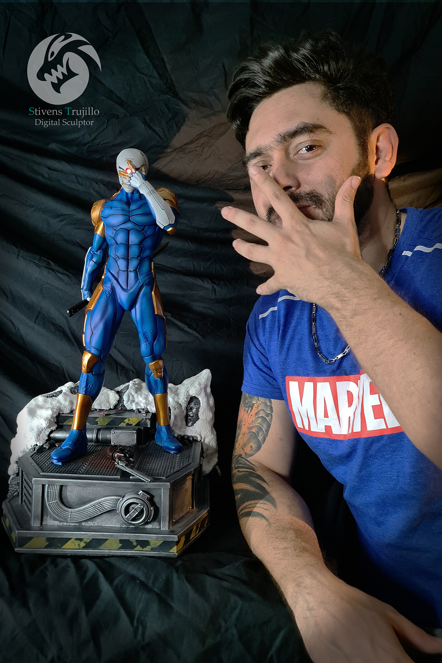 Cyborg deals ninja statue