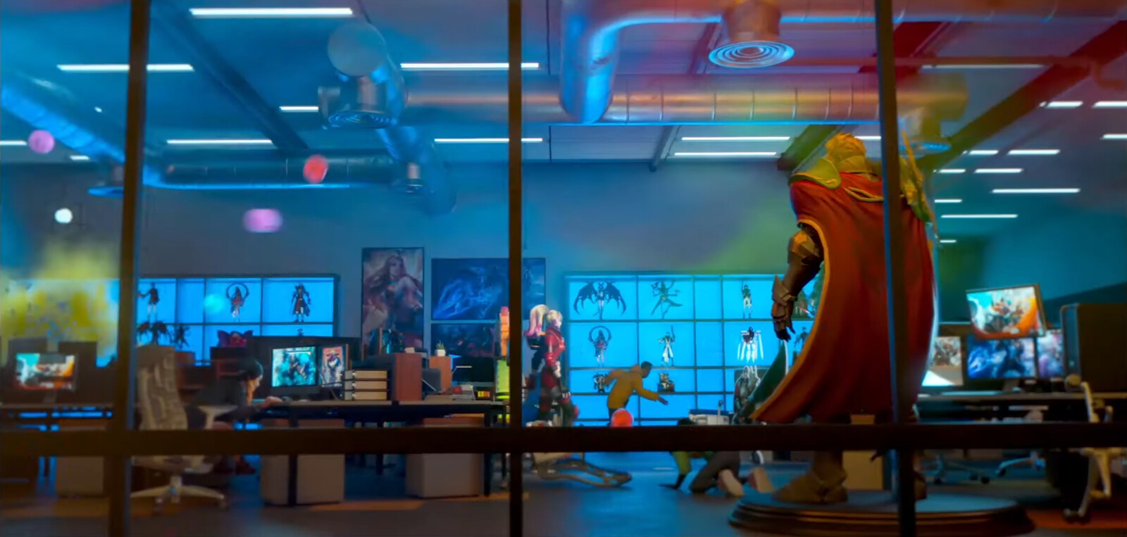 Responsible for setting up textures and shaders for the large statue, laying out assets on the desks and laying out character figures throughout the scene. 