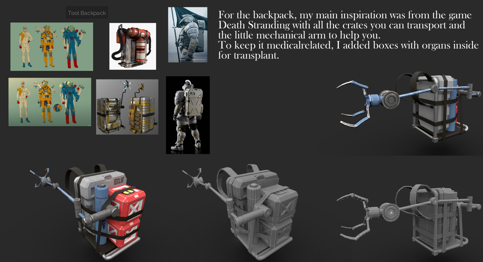 Moodboard and render of the backpack