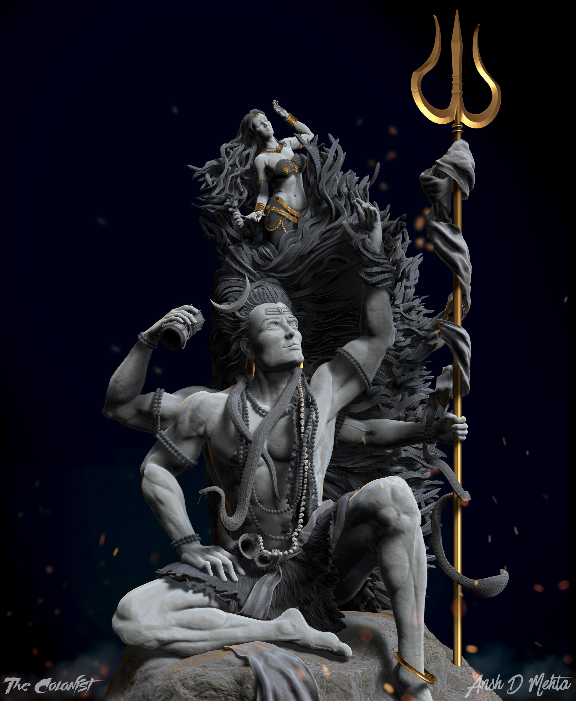 ArtStation Azhimala Lord Shiva statue