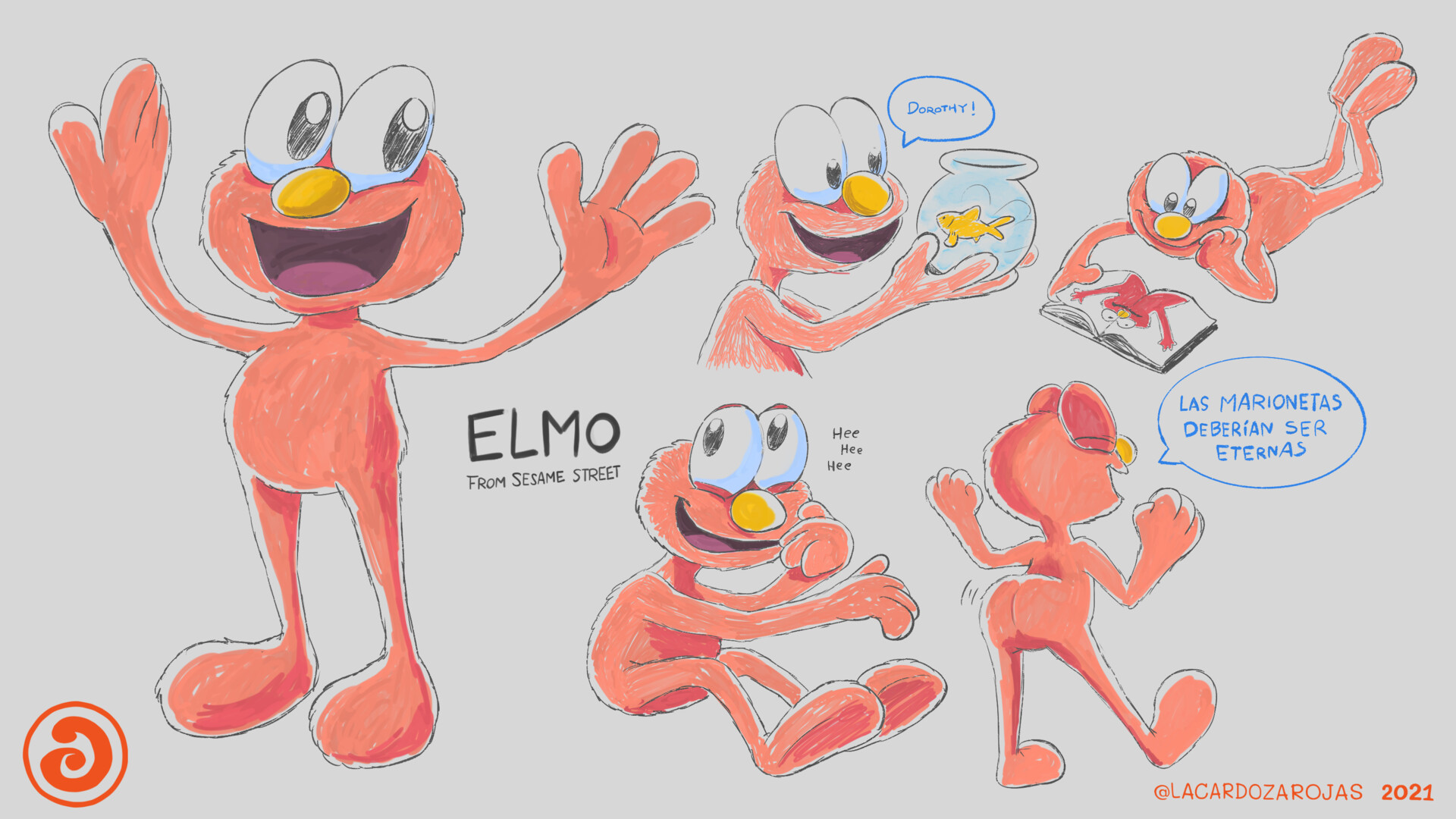 Luis Ángel Cardoza Rojas Elmo Model Sheet (+Timelapse)