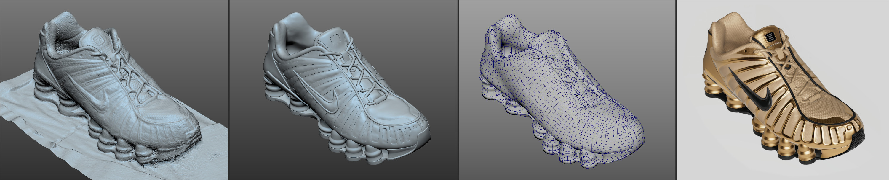 I started with a scan of a shoe which provided the basic silhouette and reference.