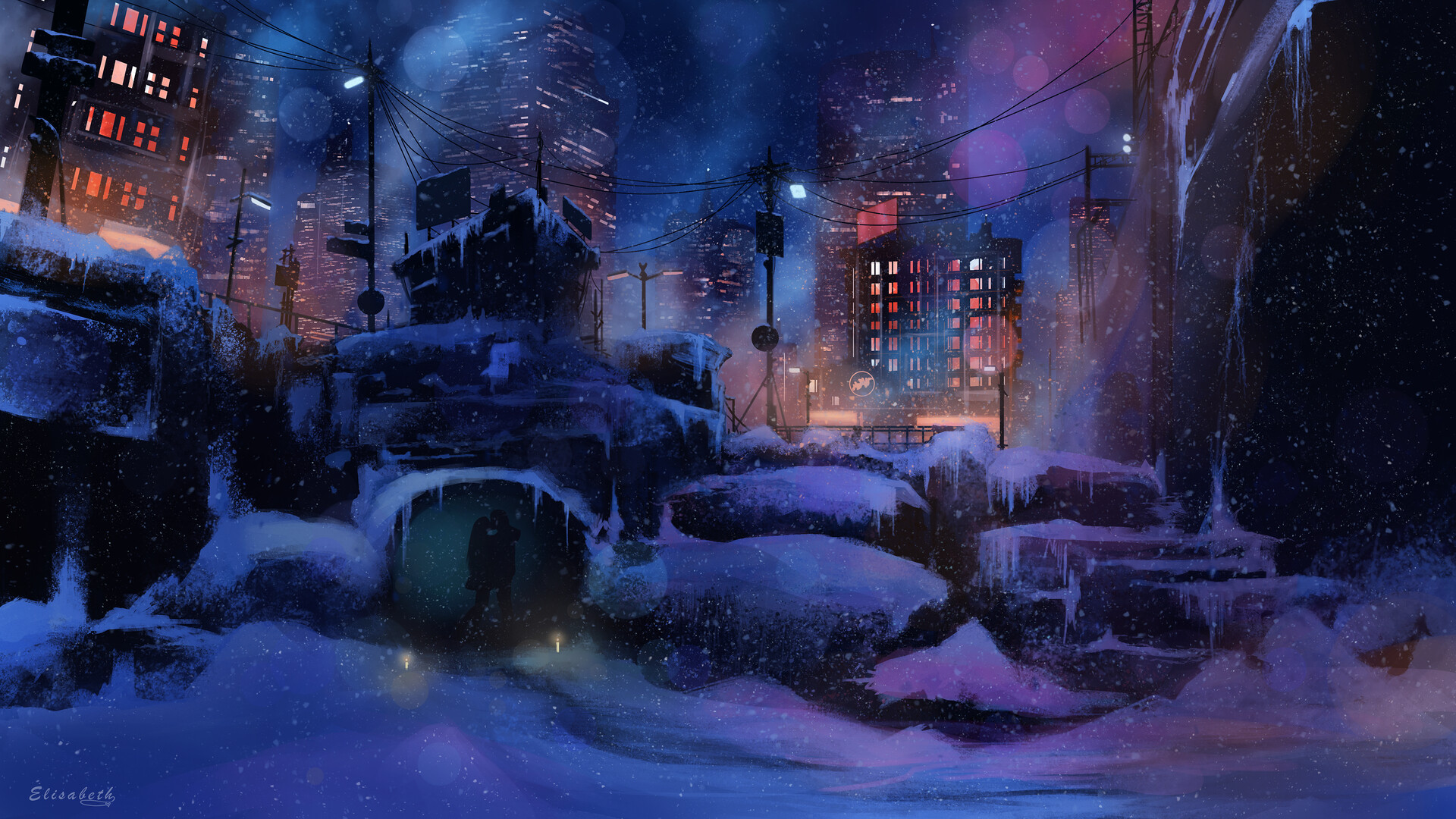 winter city desktop wallpaper
