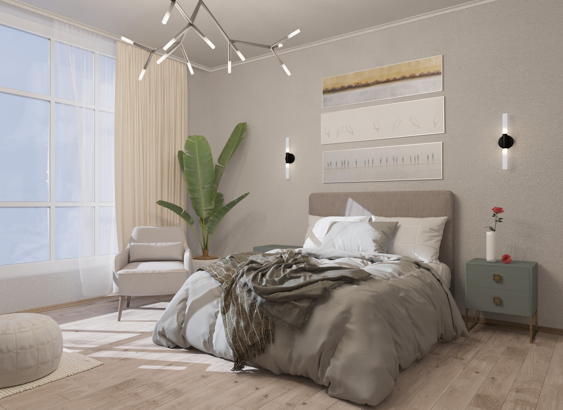 ArtStation - Cozy warm bedroom visualization