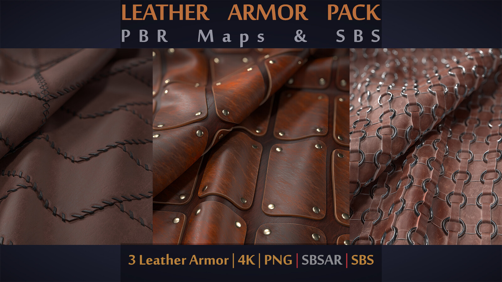Leather Armor Pack | PBR Maps | SBS | SBSAR