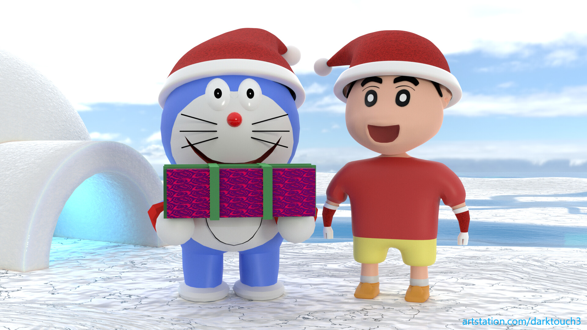ArtStation - Shinchan Doraemon on Christmas