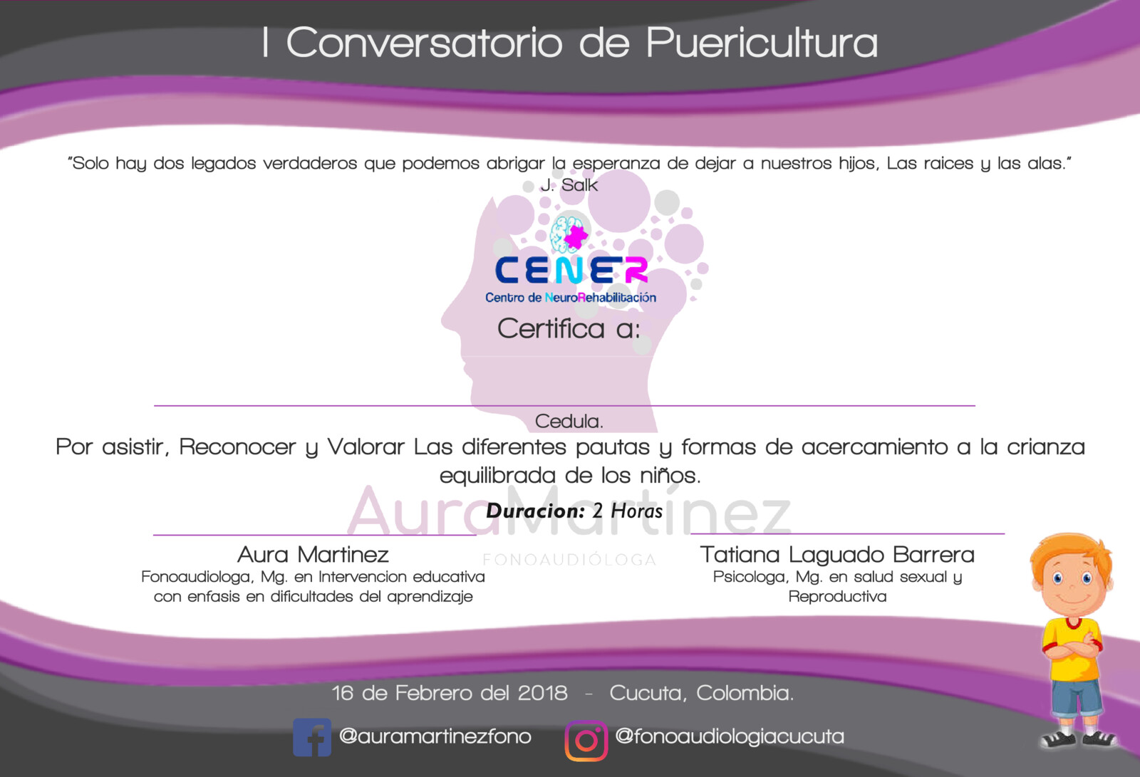Certificate for a Fonoaudiology Workshop