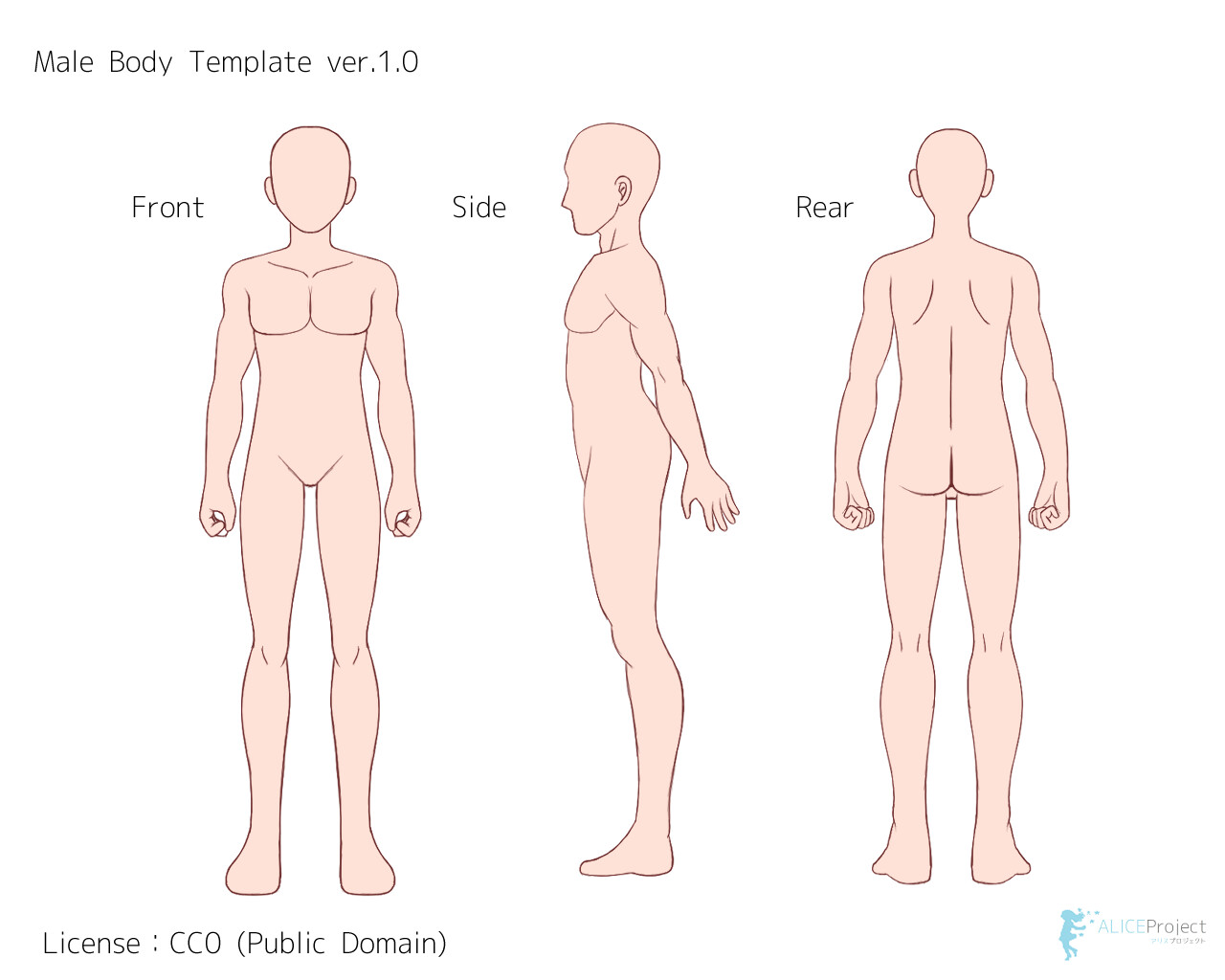 Front and side on bases  Body template Male body Body outline