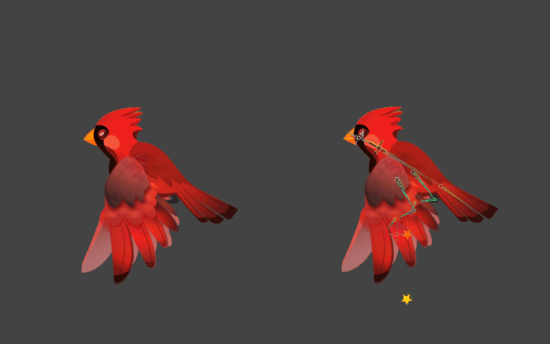 the third skin of the enemy bird. with a view of the Spine bone rig.