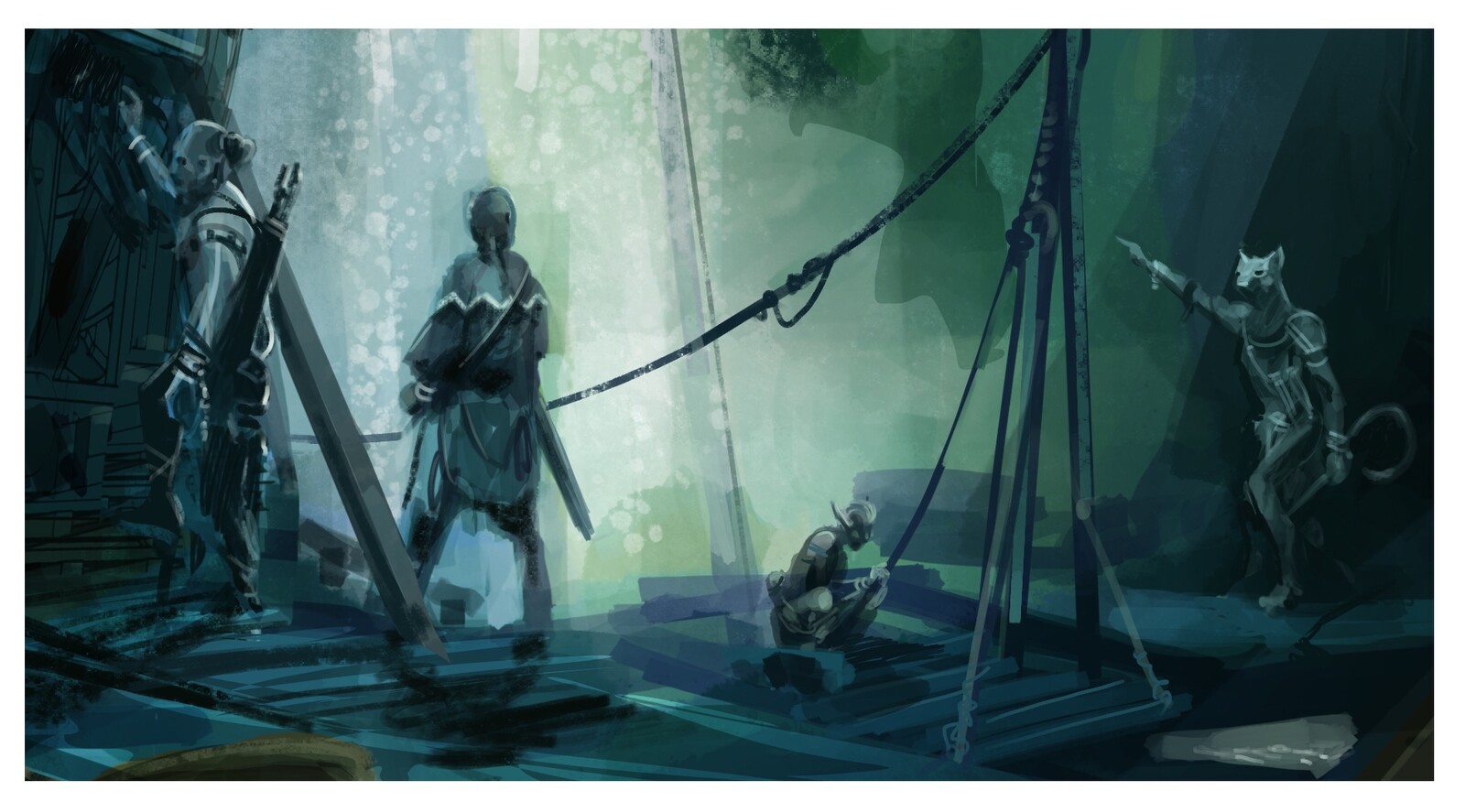 Just the four adventurers, earlier version… WIP.