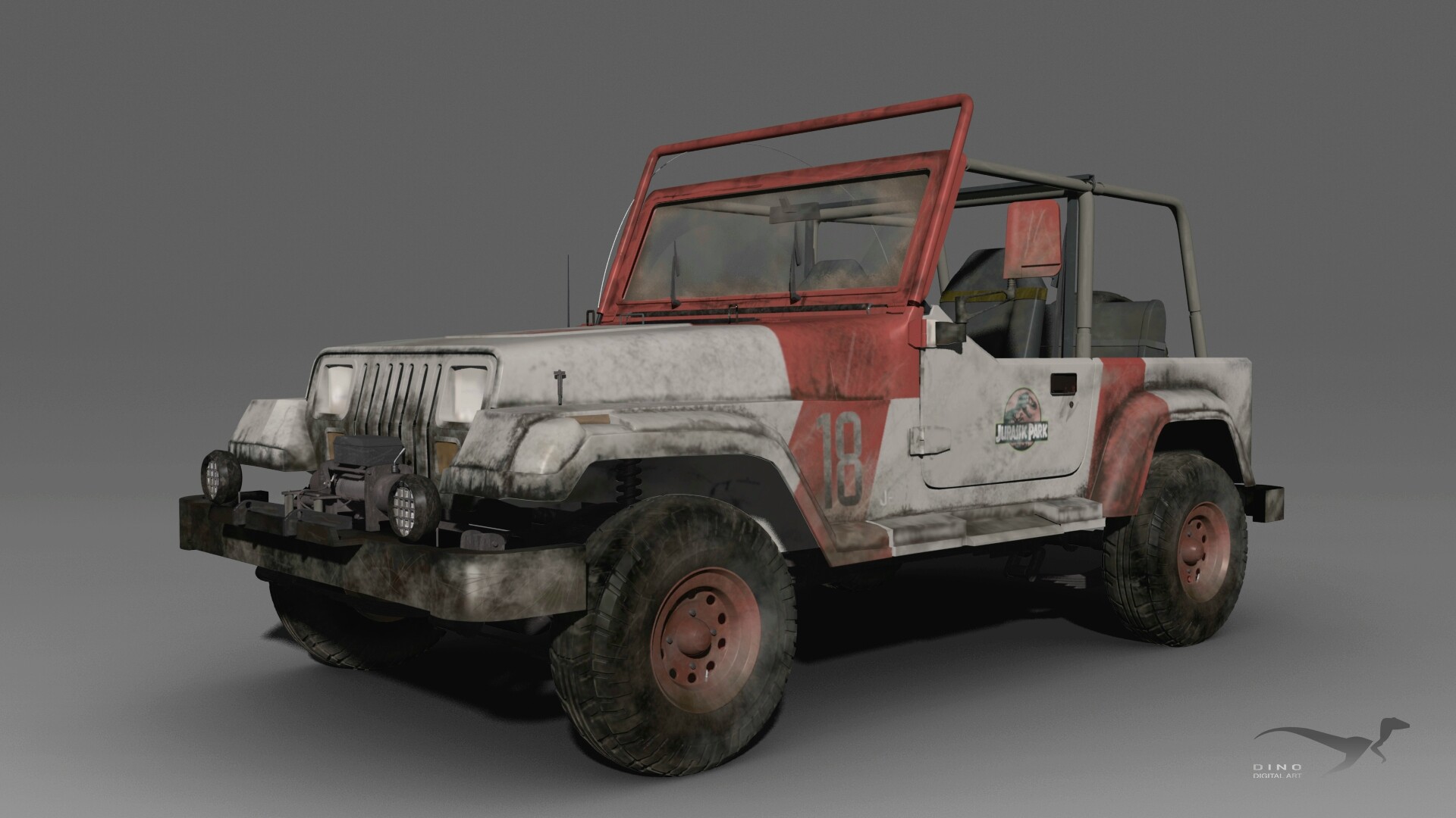 ArtStation - Jeep 92 wrangler sahara - Jurassic Park