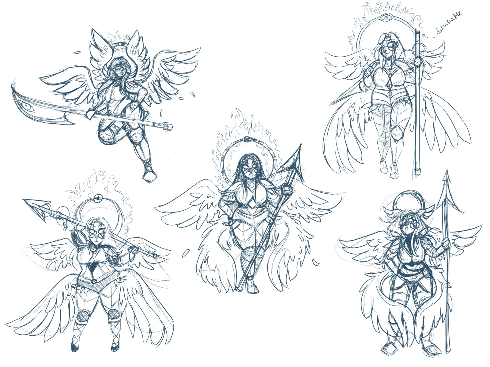 Concept sketches for angel character