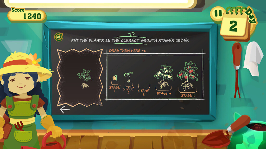 in between taking care of the plant, you get lessons with small games included at the workshop.