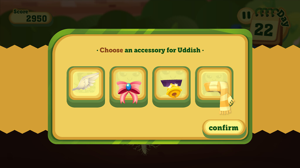 the second accesory selection screen