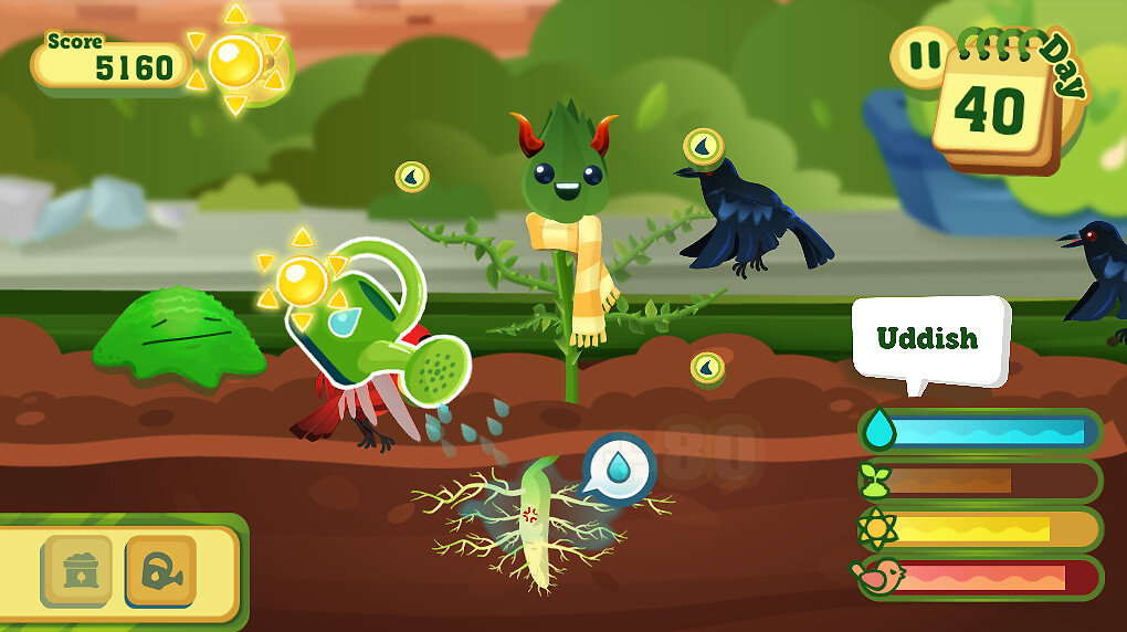 another round of chores, now with attacking enemies,gathering of sunlight ,fertilization and  watering of the plant.