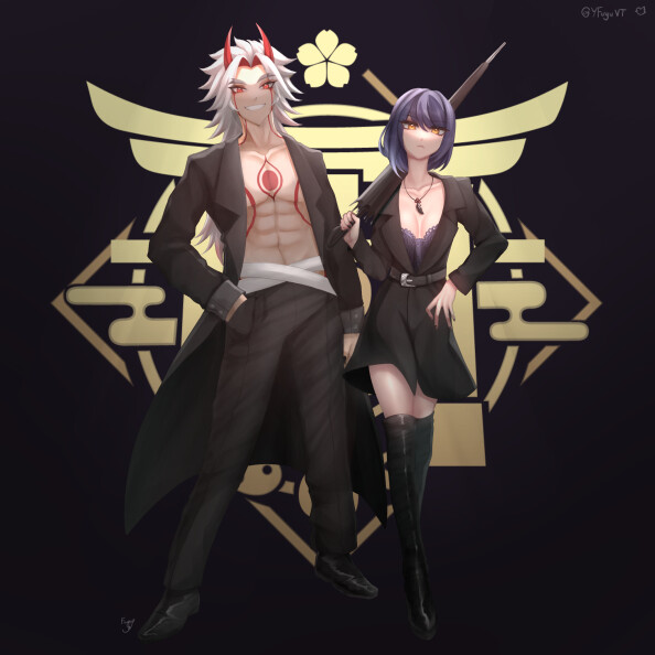 Artstation Genshin Impact Arataki Itto And Kujou Sara Fan Art