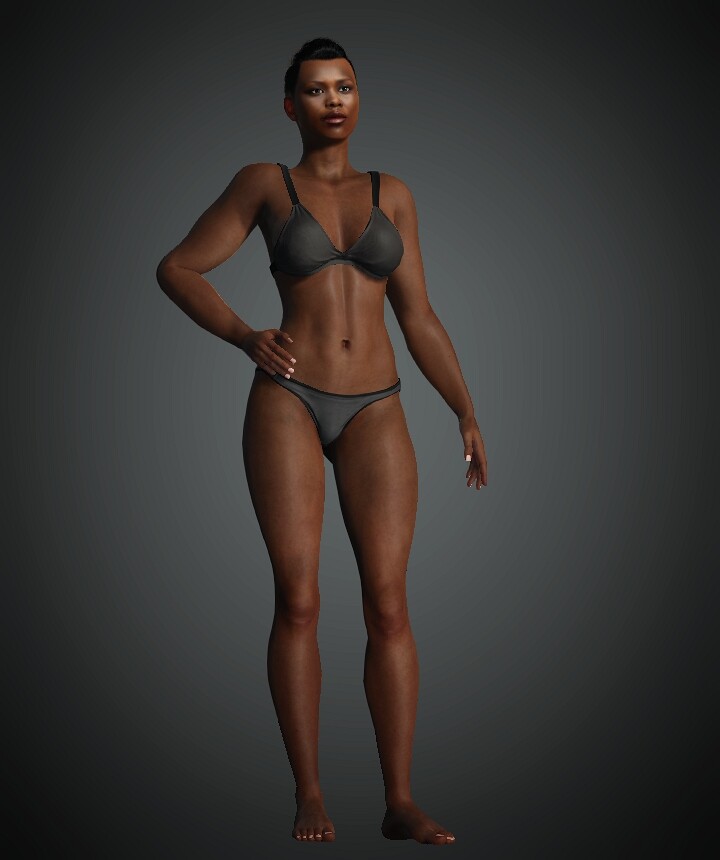 Using the morphs in CC3 I was able to adjust her body to give her a tall and athletic build