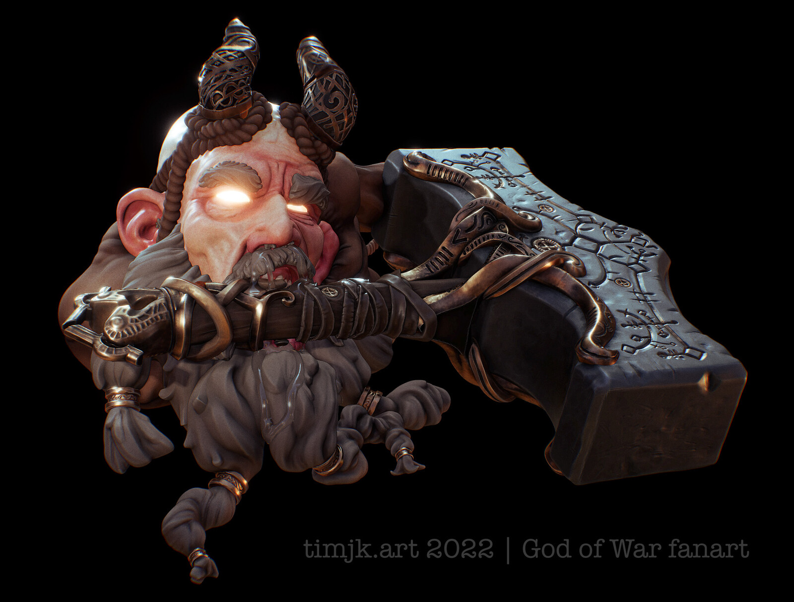 Mimir &amp; Mjölnir God of War Fanart