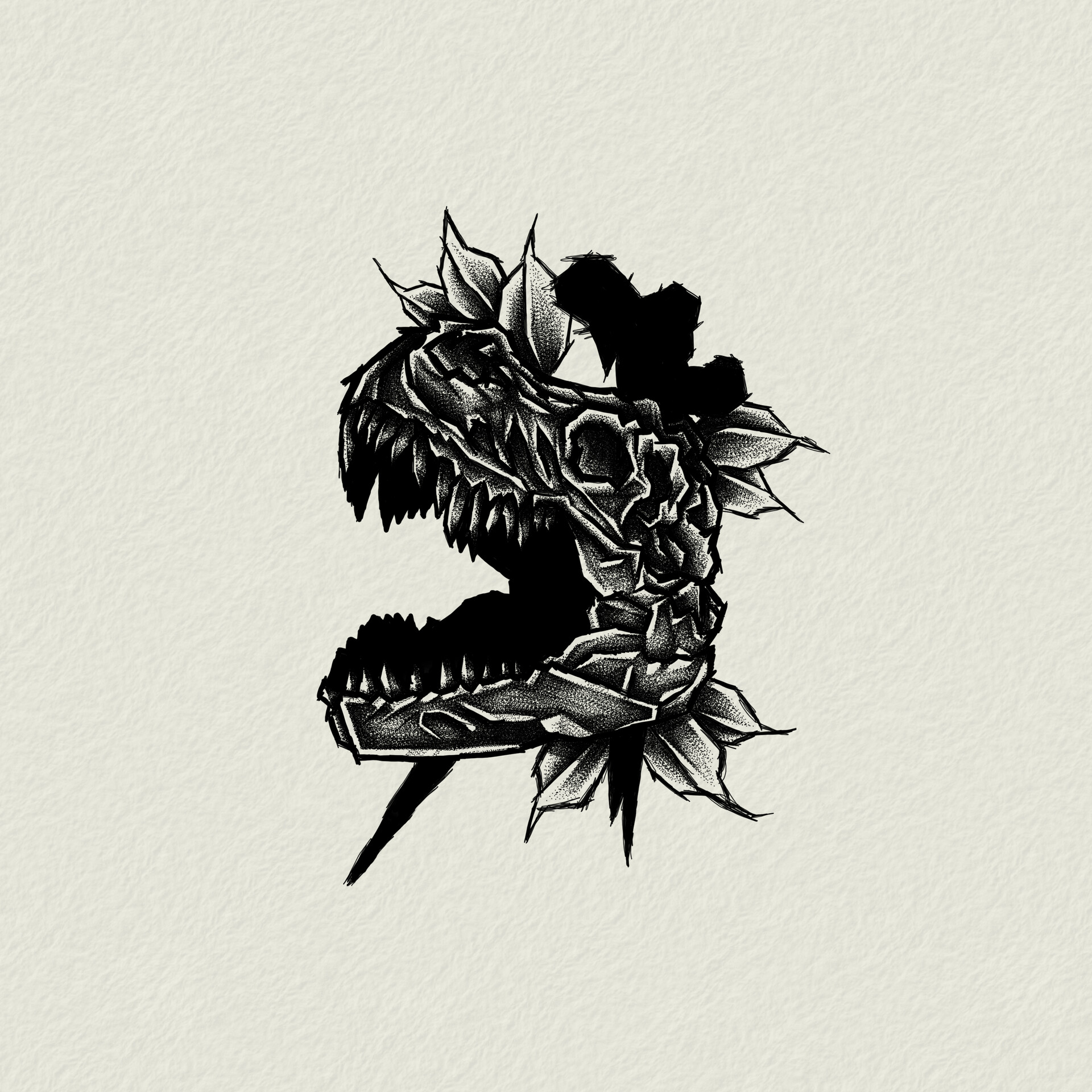 artstation-t-rex-skull-tattoo-inspired-illustration