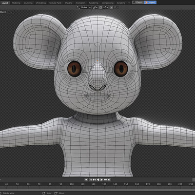 Retopo Koala in 3D-Coat - Import to Blender - WIP