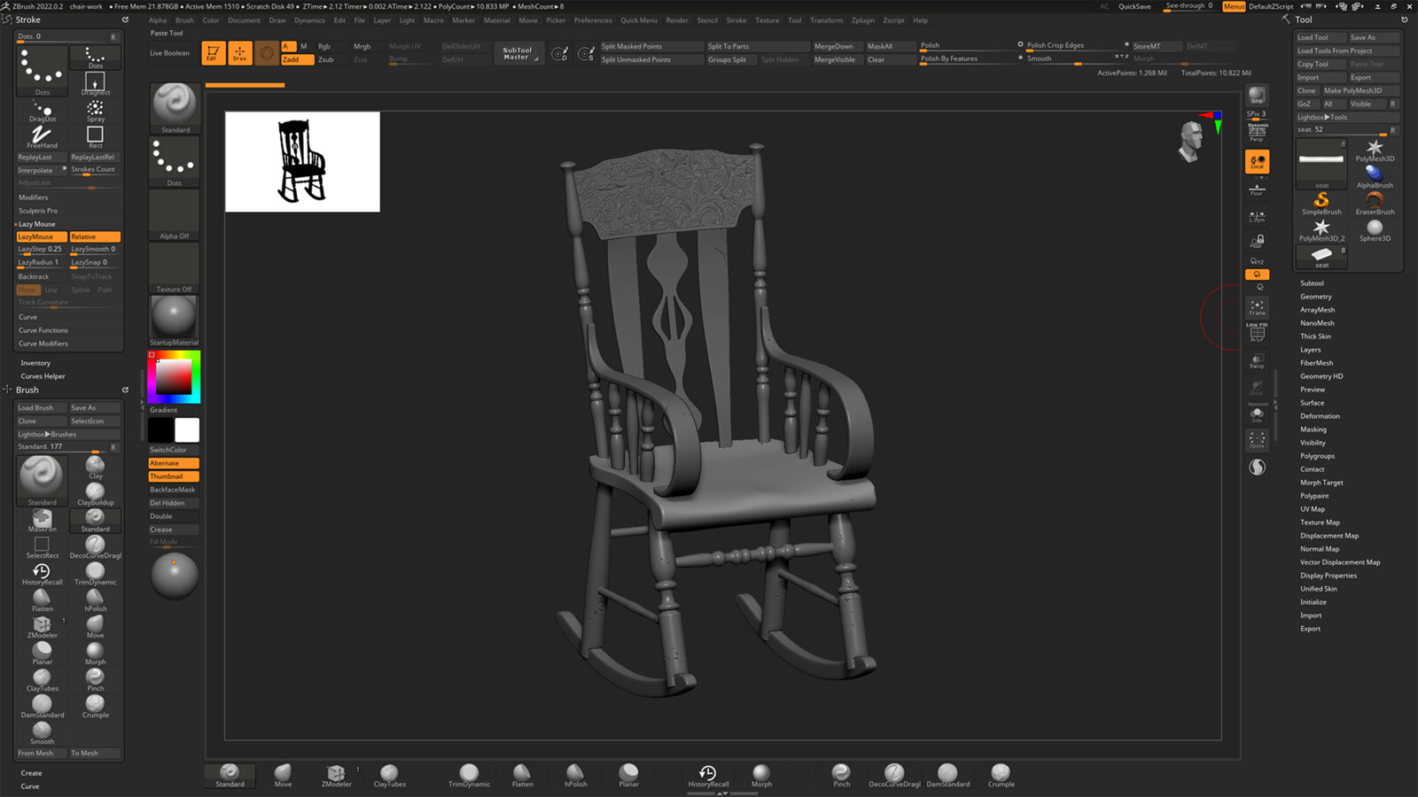 Zbrush - Old rocking chair