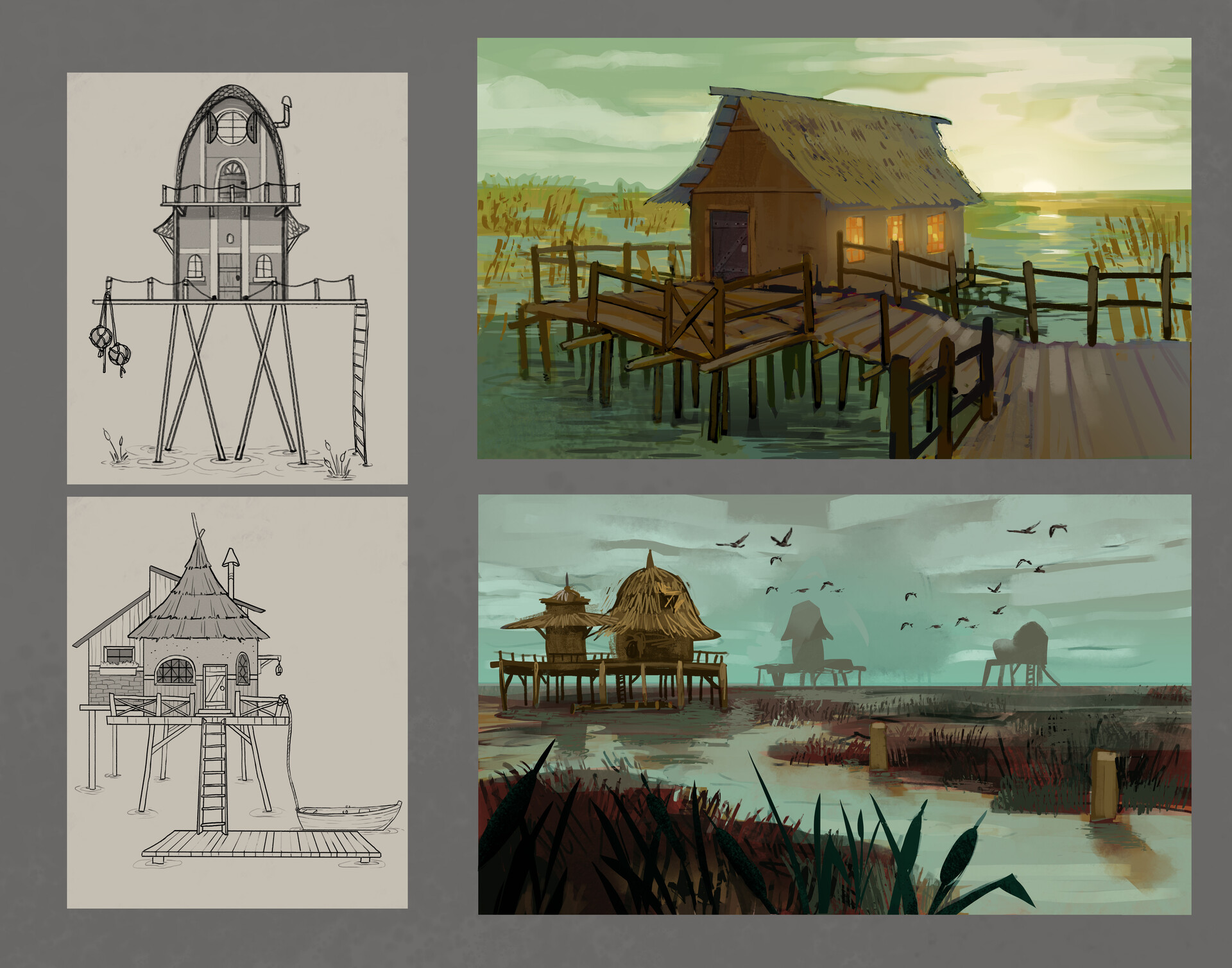 ArtStation Swamp Stilt House concept art