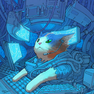 Space gooose console cat print sm