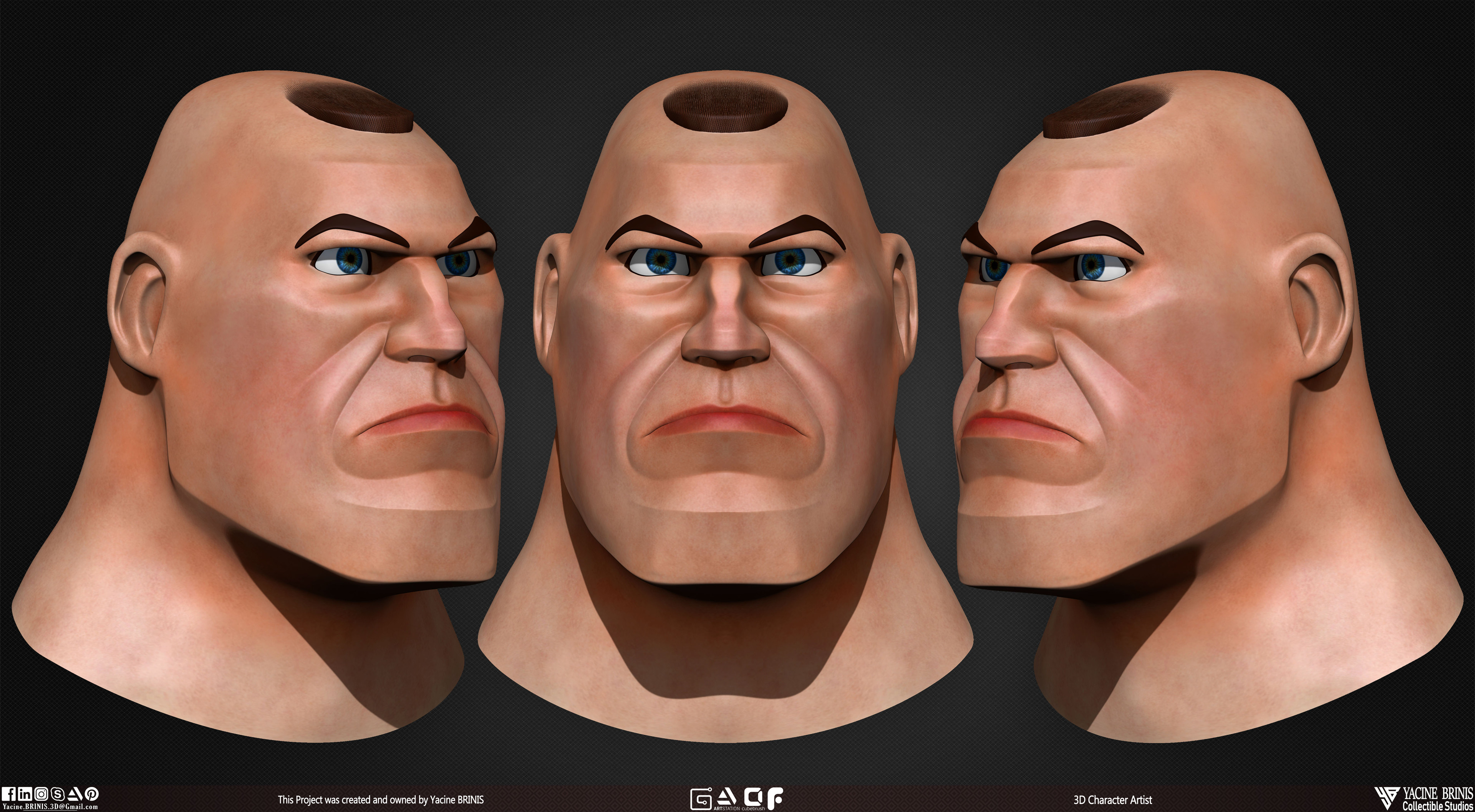 Cartoon Male head vol 01 3D Character sculpted by Yacine BRINIS 002