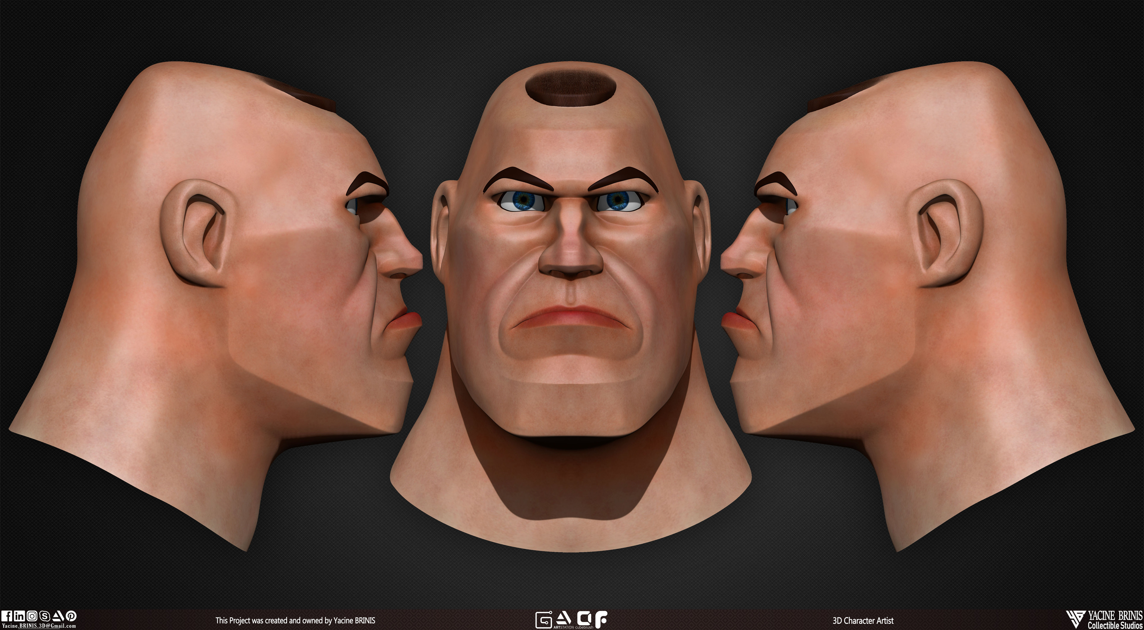 Cartoon Male head vol 01 3D Character sculpted by Yacine BRINIS 004