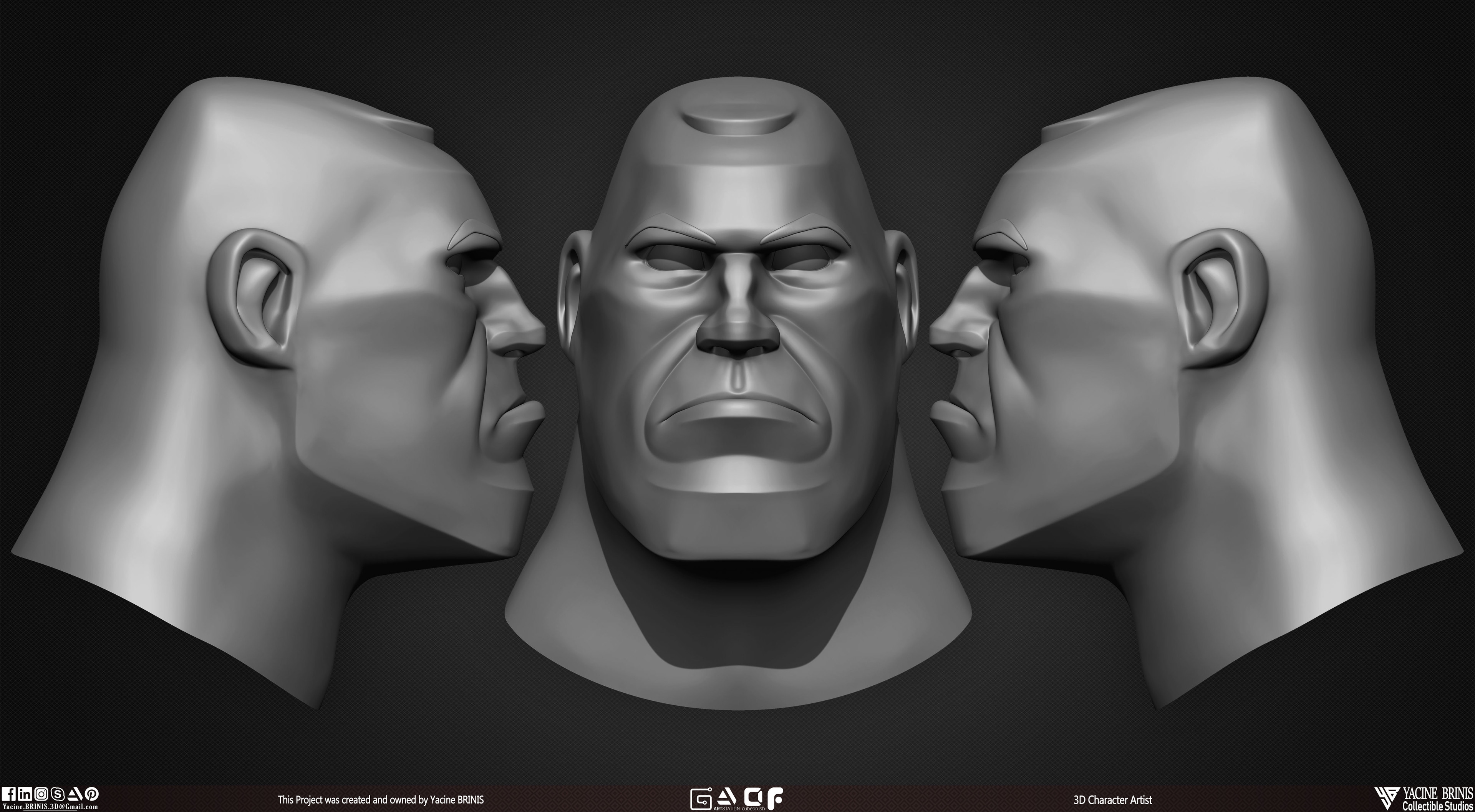 Cartoon Male head vol 01 3D Character sculpted by Yacine BRINIS 008
