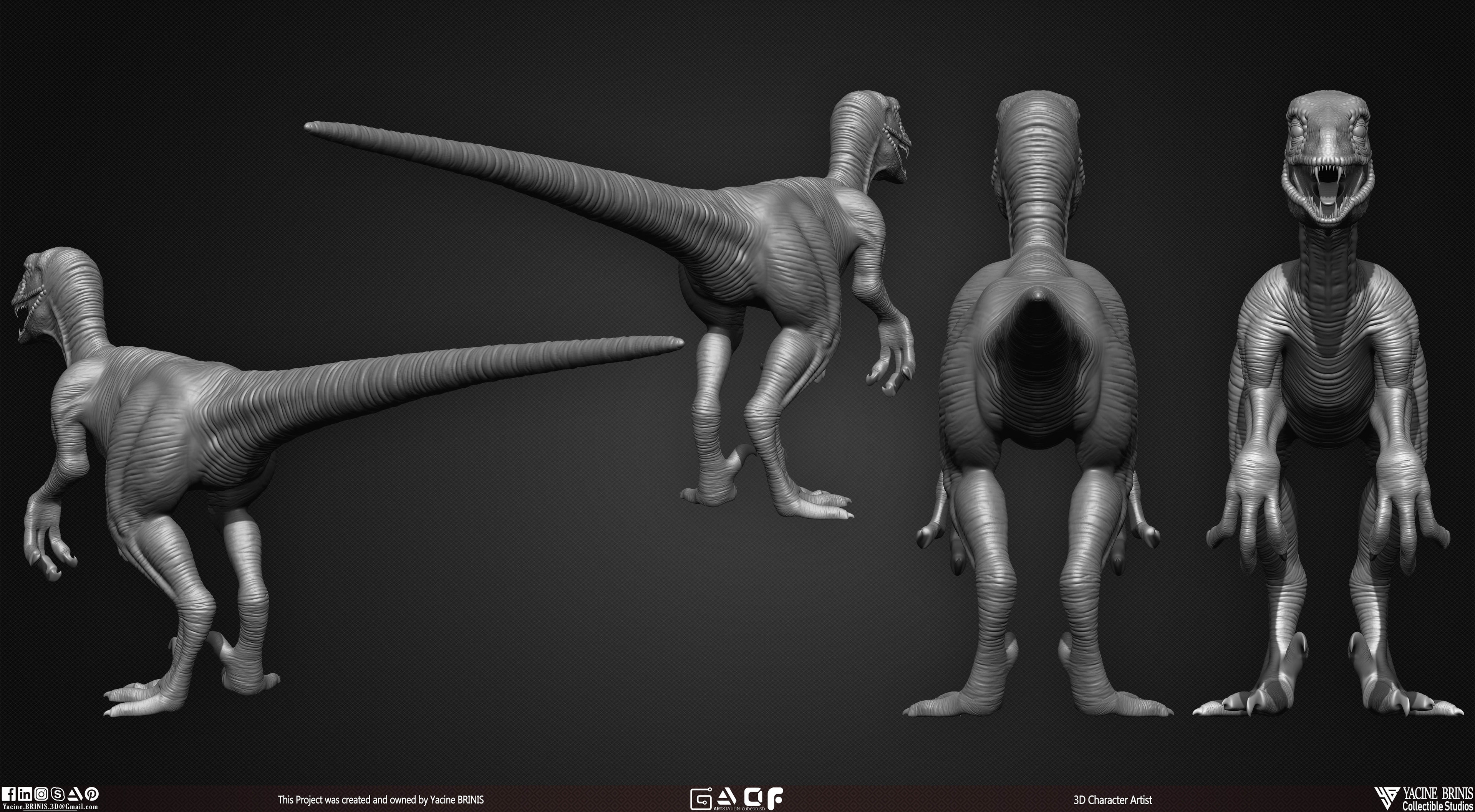 Dinosaur Reptile 3D Model sculpted by Yacine BRINIS 004