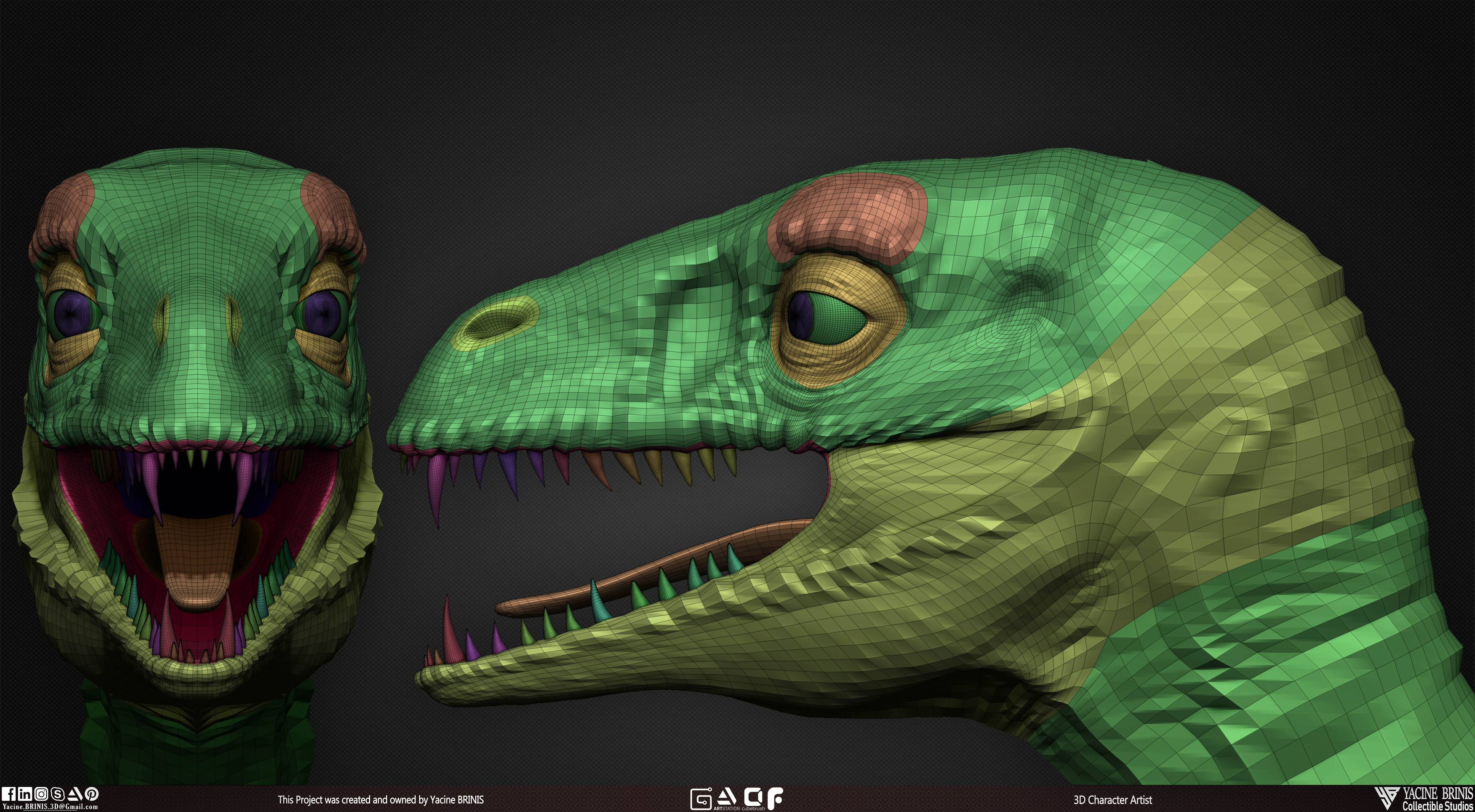 Dinosaur Reptile 3D Model sculpted by Yacine BRINIS 014